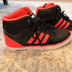 adidas Black and Red High-Top Sneakers